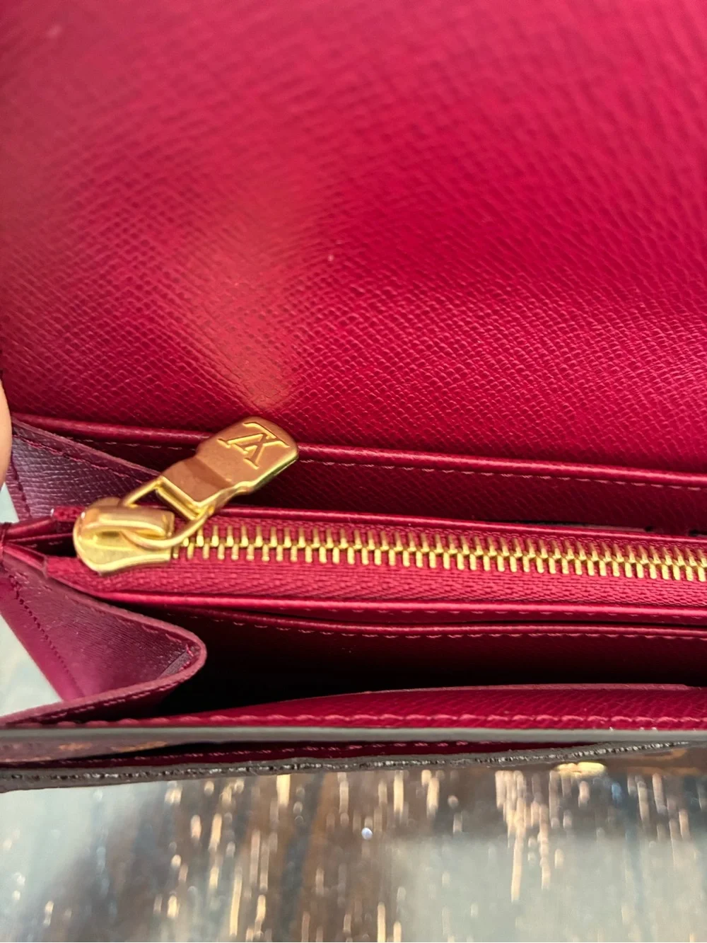 Louis Vuitton Monogram Canvas Sarah envelope style Wallet with pink interior